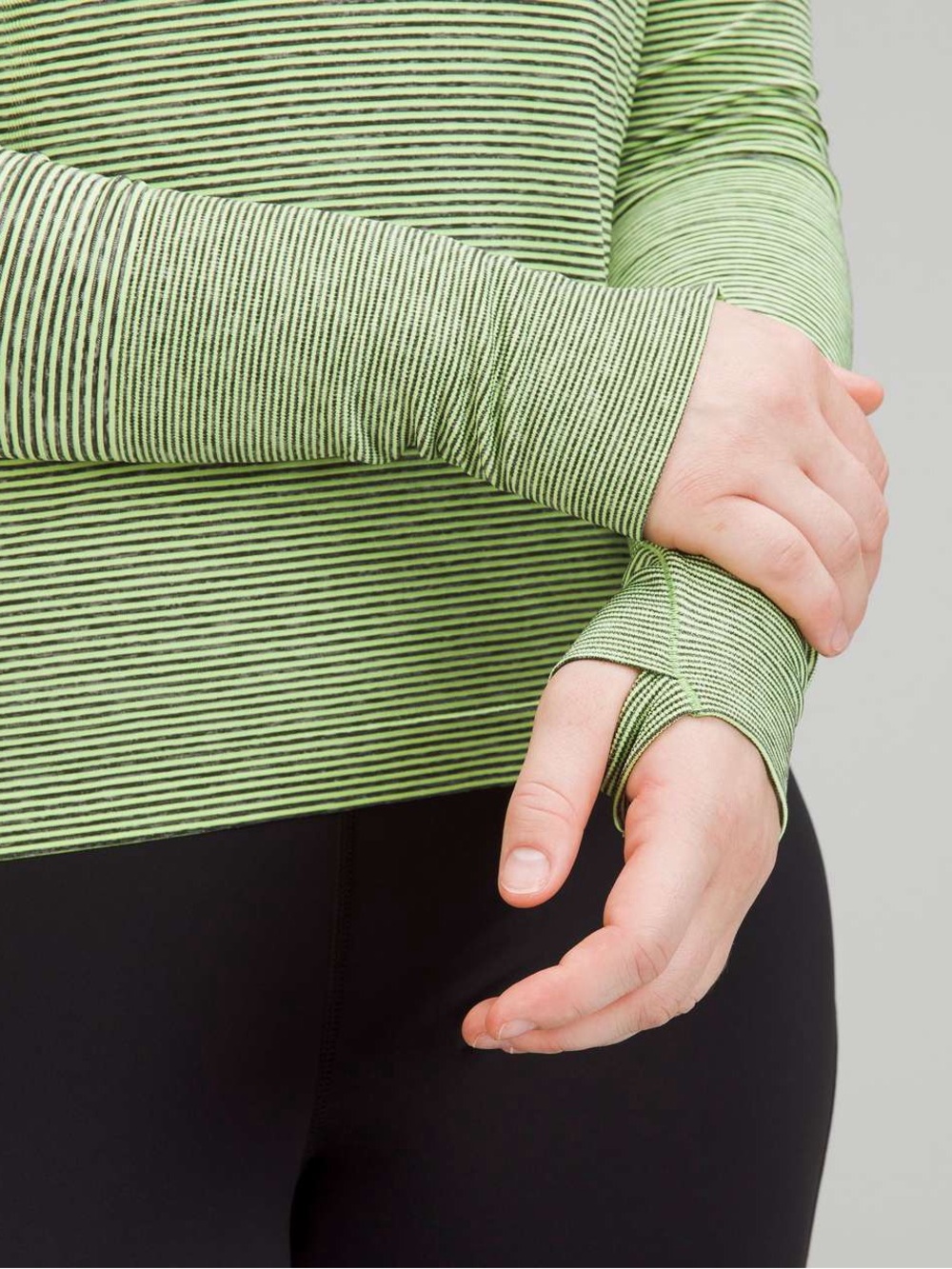 lululemon athletica Light Green Striped Long-Sleeve Athletic Tee - Picture 3 of 4